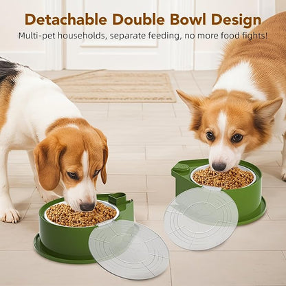 Newget Stainless Steel Dog Bowl Set with Lids, 304 Metal Dual Food & Water Bowls for Dogs & Cats, Large Capacity Pet Feeder with Cover Keeps Food Fresh, Anti-Skid Dog Dish for Small/Medium/Large Pets