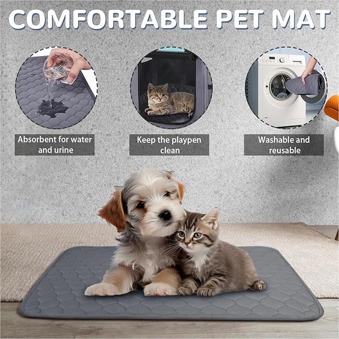 Large Dog Cat Playpen Crate with Waterproof Pad,Portable Collapsible Pet Dog Cat Kennel Cage Tent,Suitable for Indoor Outdoor Travel Camping,Water-Resistant Breathable Shade Cover (Green L)