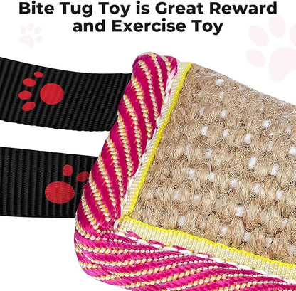 DGSL Dog Tug Toy, Tug of War Dog Toy Jute Bite Pillow with 2 Handles for Puppy Training Interactive Play, Fetch, K9 Suitable for Small Medium Large Dogs (Pink)