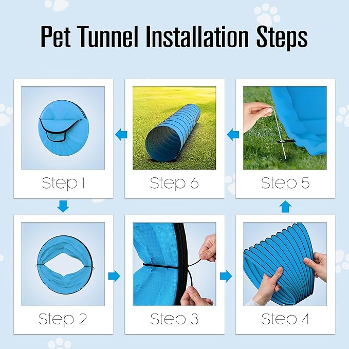 Houseables Dog Tunnel, Dog Agility Tunnel, Agility Equipment, 18 Feet, Puppy Obstacle Course, Pet Playground, Crawling, Small, Medium, Large, Indoor/Outdoor, Play, Pop Up Set, Exercise Tube, Toy, Blue
