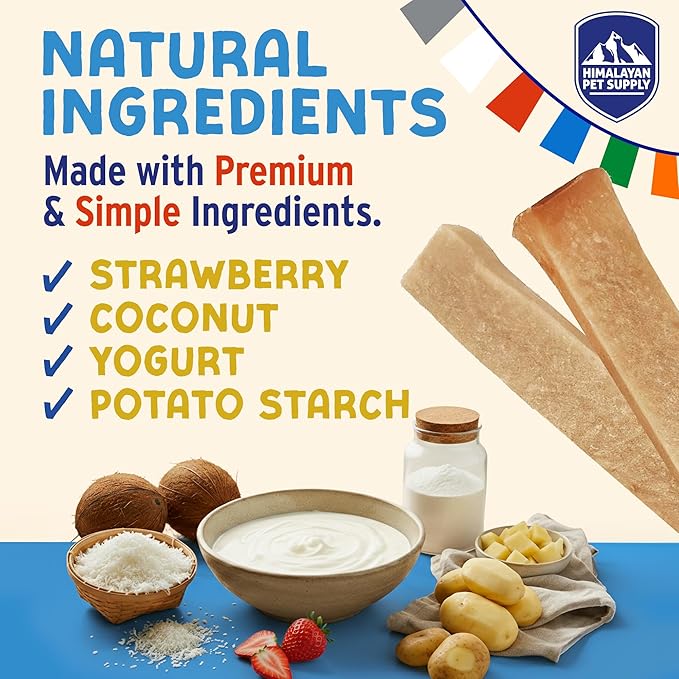 Himalayan Dog Chew Strawberry Honey Yogurt Sticks for Dogs | Protein-Rich Treats with Prebiotics & Probiotics | Lactose-Free, Grain-Free, Gluten-Free | Healthy Yogurt Chews for All Breeds | 5 Count