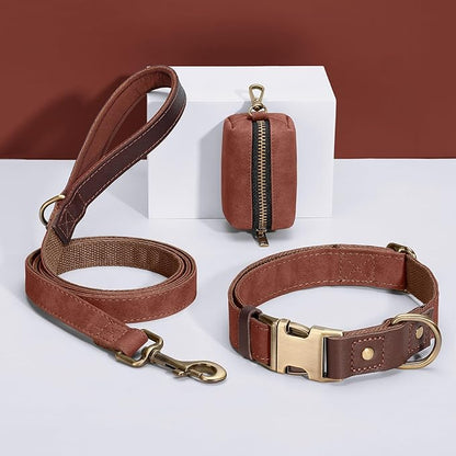 Didog Soft PU Leather Dog Collar for Large Dogs,Classic Adjustable Wide Dog Collars with Quick Release Metal Buckle,Easy Clean and Comfortable,Reddish Brown,XL Neck 20-27", Width 1¼"