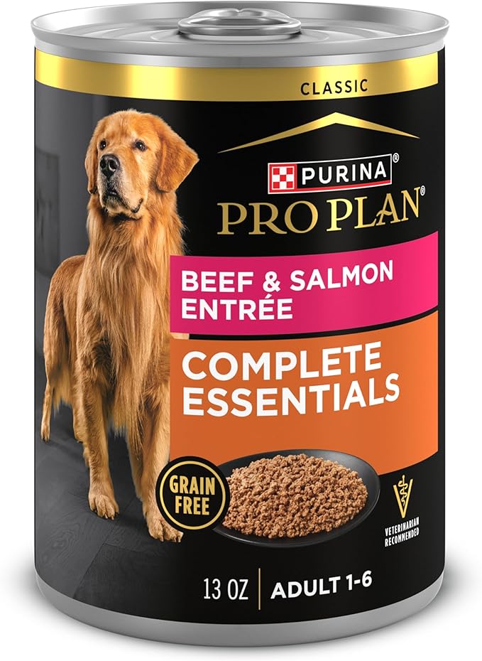 Purina Pro Plan Dog Food Grain Free, Classic Beef and Salmon Entrée - (Pack of 12) 13 oz. Cans