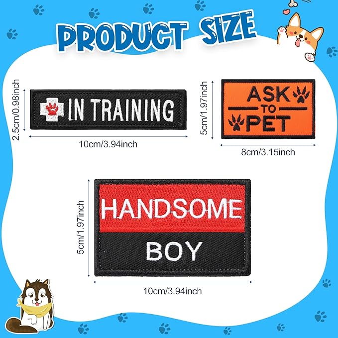 Chunyin 12 Pieces Dog Patches for Service Dog Vest Removable Tactical Harness Service Puppy Embroidered in Training Animal Working Puppy Patch for Vest Harnesses Collars Leashes