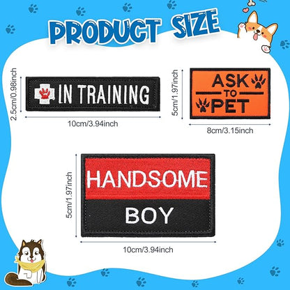 Chunyin 12 Pieces Dog Patches for Service Dog Vest Removable Tactical Harness Service Puppy Embroidered in Training Animal Working Puppy Patch for Vest Harnesses Collars Leashes
