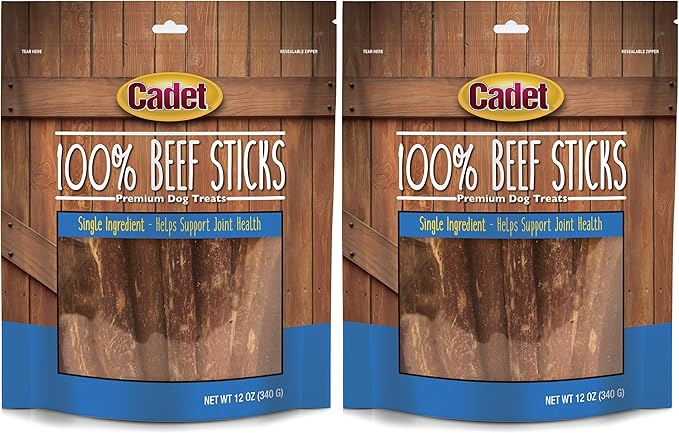 Cadet 100% Beef Strips Dog Chew Sticks,Long-Lasting -Ingredient Natural Treats,High-Protein,Perfect for Small & Large Breeds,12 oz,(Pack of 2)