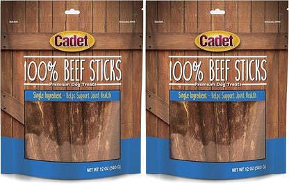 Cadet 100% Beef Strips Dog Chew Sticks,Long-Lasting -Ingredient Natural Treats,High-Protein,Perfect for Small & Large Breeds,12 oz,(Pack of 2)