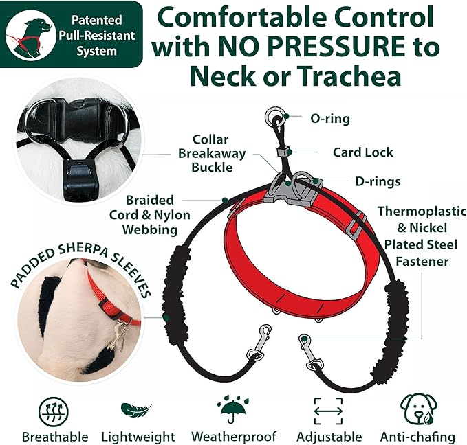 Sporn Original Dog Halter, No Pull Dog Harness, Durable Nylon Collar with Padded Restraint Sleeves for Large Breeds, No Choke Design, Adjustable Fit, Easy On/Off, Blue, Large