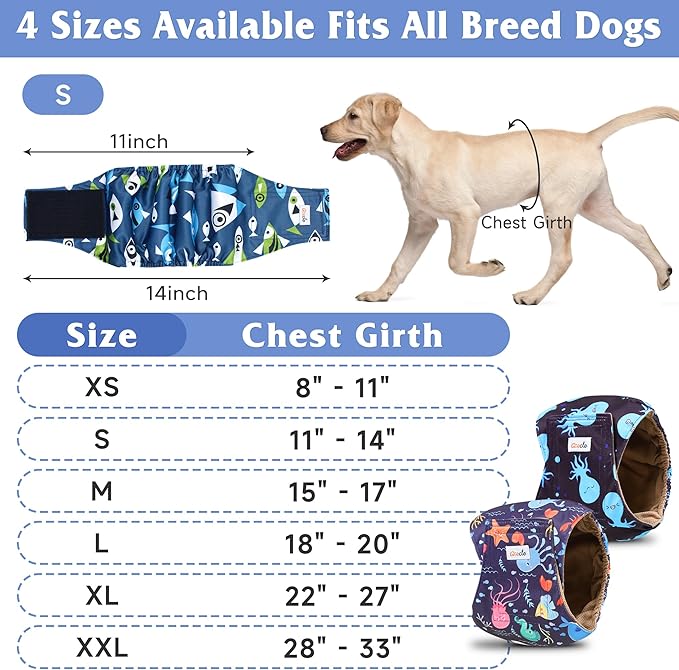 5 Pack Dog Diapers Male Reusable, Premium Belly Bands for Dogs, High Absorbing Male Dog Pee Wraps for Doggie in Incontinence or Excitable Urination and Training XXL