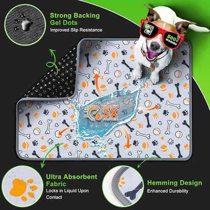 Hompet Washable Pee Pads for Dogs, 28"x19", 2-Pack Thick Heavy Absorbency Reusable Pee Pads Prevent Leakage Non-Slip, Pet Training Pads for Puppy Playpen, Crate, Potty, Floor, Bed, Sofa