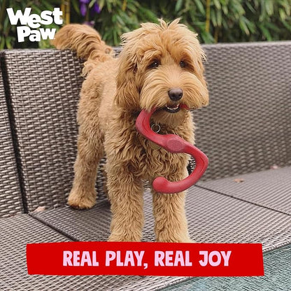 WEST PAW Zogoflex Bumi Dog Tug Toy – S-Shaped, Lightweight Chew Toys for Fetch, Play, Pet Exercise – Tug of War Soft Flinging Squishy Chewy Toy for Dogs – Guaranteed, Latex-Free, Small 8", Ruby
