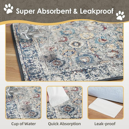SCLOSE Washable Pee Pad for Dogs 2 Pack, 36" x 36" Reusable Puppy Pads Waterproof Dog Rugs, Super Absorbent, Leakproof, Dog Crate Pad, Playpen Mat, Whelping Pads, Vintage