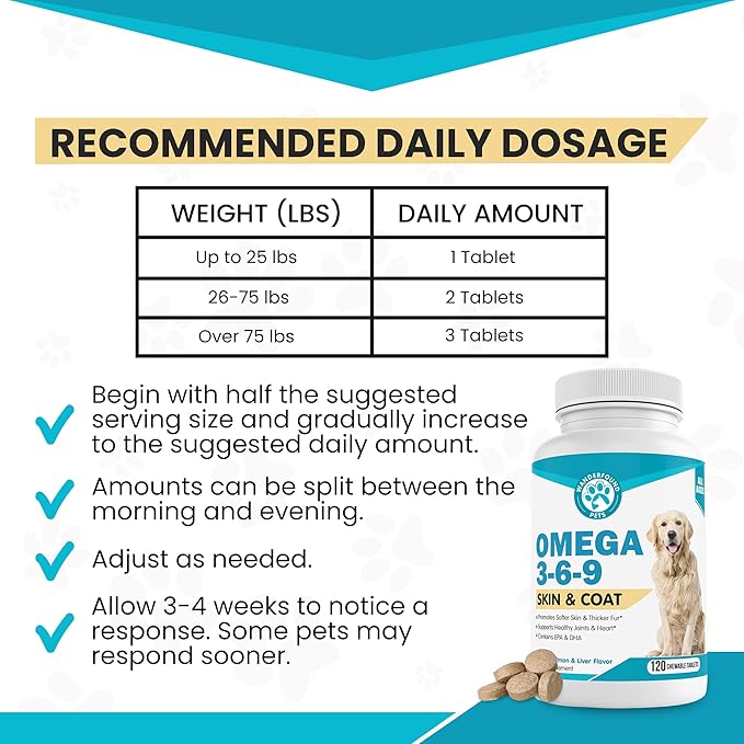 Wanderfound Pets - Omega 3 Fish Oil for Dogs, Smoked Salmon and Liver Flavor, 120 Chewable Tablets