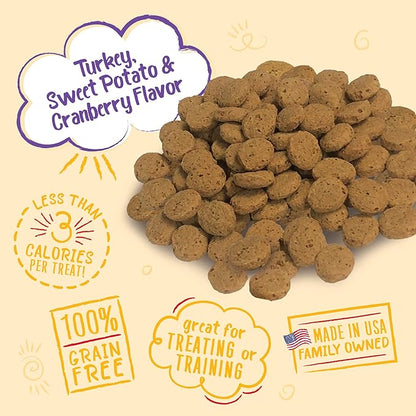 Charlee Bear Crunch Grain Free Dog Treat, Turkey, SweetPotato & Apple, 8 Ounce Resealable-Bag/Low Calorie Training Treat for Dogs. Limited Ingredient-Healthy-Crunchy Dog Snack, Made in USA (Pack of 2)