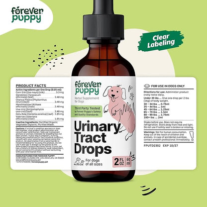 Forever Puppy Urinary Tract Drops for Dogs - Bladder Supplement w/Corn Silk & Chanca Piedra Stone Breaker - Dog Food Supplements - Sugar & Alcohol-Free Liquid Drops - 2 oz