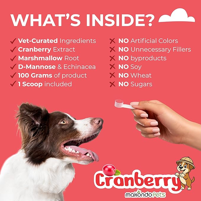 Cranberry for Dogs in Powder - Urinary Tract Health, Dog UTI, Bladder Support, Bladder Stones, Incontinence Support, Cranberry Supplement - Bacon Flavor (2-Pack, 200 Grams)