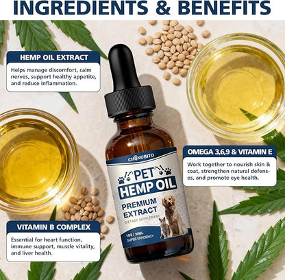 Pets Oil Help Oil for Dogs Cats, Hammer Help with Relieves Pаin, Anxiеty, Inflammation, Aggrеssive Rеlax, Suppоrt Skin Hеalth, Promotes Appеtite-Hiр & Jоint