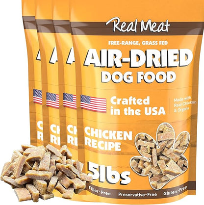 TRMC Real Meat Air Dried Dog Food w/Real USA Chicken - Four 5lb Bags of Grain-Free Real Meat Dog Food Sourced from Free-Range, Cage Free Chicken - Digestible, All Natural, High Protein