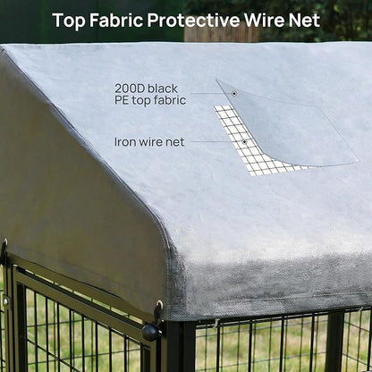 Dog Kennel Outdoor 4.5 x4.5 x4.9 ft with Roof and Rotating Bowl Holders, Large Metal Dog Enclosure, Heavy Duty Dog House Built with Robust 4mm Diameter Wire (4.5'L x 4.5'W x 4.9'H)
