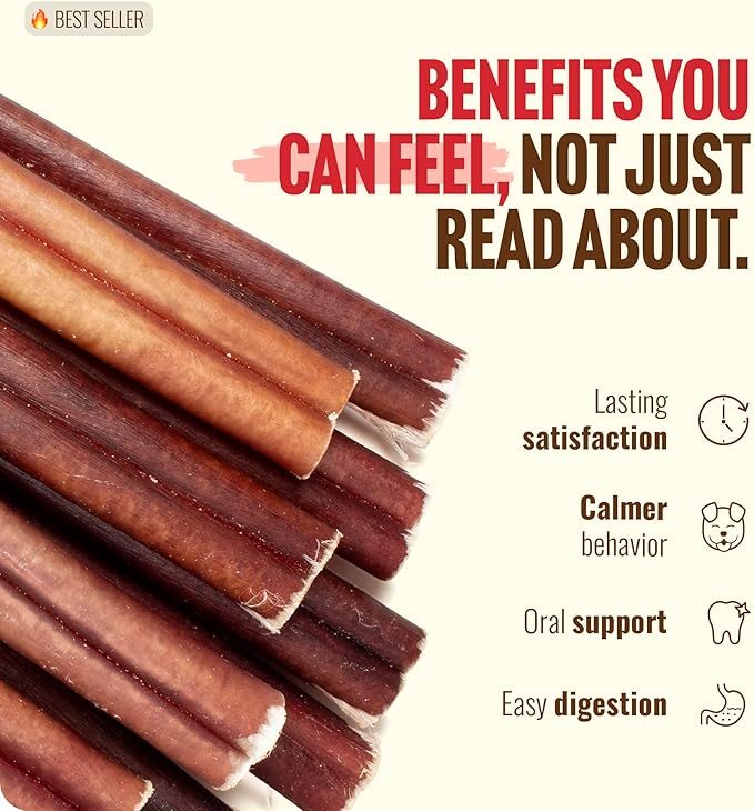 Natural Farm Odor-Free Bully Sticks (6 Inch, 20 Pack), 100% Beef Chews for Pups, Small and Medium Dogs, Non-GMO, Grain-Free, Fully Digestible, Natural Treats to Keep Your Dog Busy