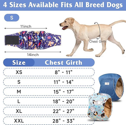5 Pack Dog Diapers Male Reusable, Premium Belly Bands for Dogs, High Absorbing Male Dog Pee Wraps for Doggie in Incontinence or Excitable Urination and Training Black XS