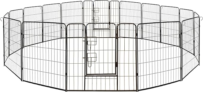 ALEKO Dog Kennel Pet Playpen | Heavy Duty Exercise Cage Fence | 16 Panel | 32 x 32 Inches | Black | 2DK32X32