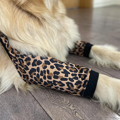 HDKUW Dog Elbow Protector, Dog Front Leg Recovery Sleeve for Prevent Licking Wound, Elbow Sleeves with Mesh Pad for Medium Large Dogs