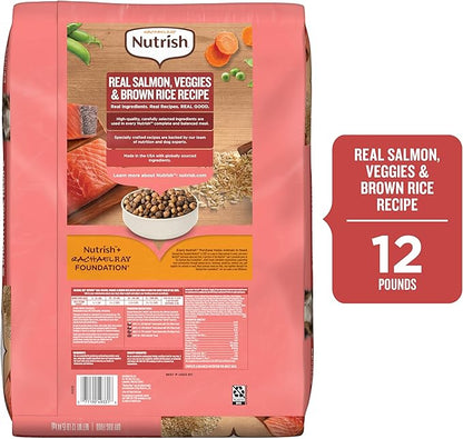 Nutrish Rachael Ray Adult Dry Dog Food Real Salmon, Veggies & Brown Rice Recipe, 12 lb. Bag
