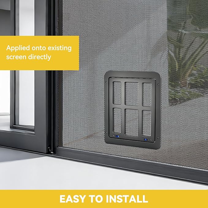 Enjoying Dog Door for Screen Doors, Passage Opening 11.2" x 14.4", Access Freely, Magnetic Swing Flap, Large Pet Door for Sliding Screen Doors, Lockable, Black