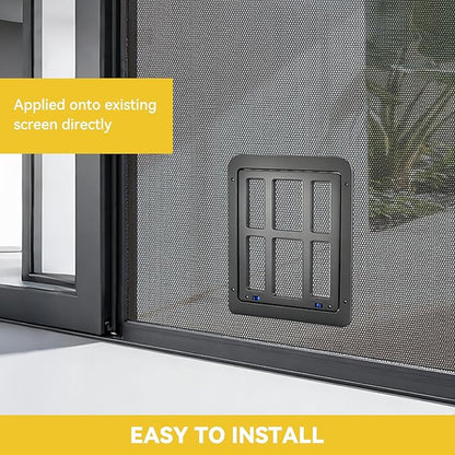 Enjoying Dog Door for Screen Doors, Passage Opening 11.2" x 14.4", Access Freely, Magnetic Swing Flap, Large Pet Door for Sliding Screen Doors, Lockable, Black
