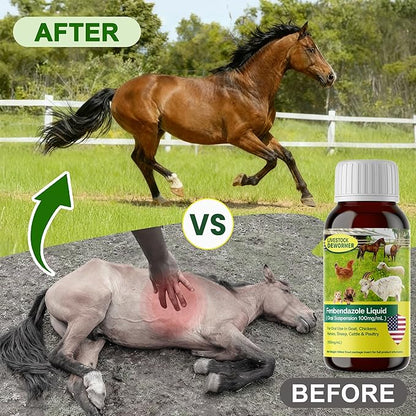 Dewormer for Goat, Chickens, Horses, Sheep, Poultry & More, Fenbendazole for All Wormers, Tapeworms, Roundworms & Hookworms, 100 ml