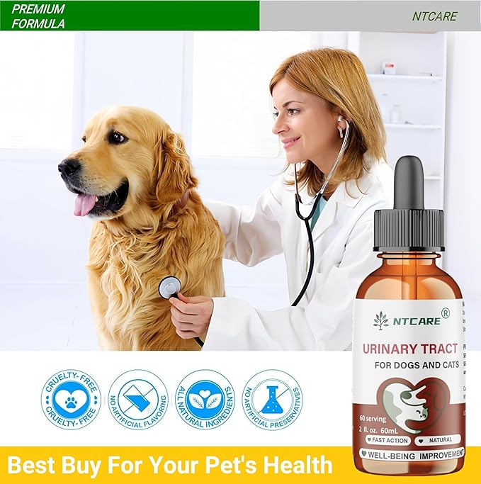 Urinary Tract Support for Dogs and Cats, Natural Fast Action Supplement, 2 fl. oz., 60 Servings