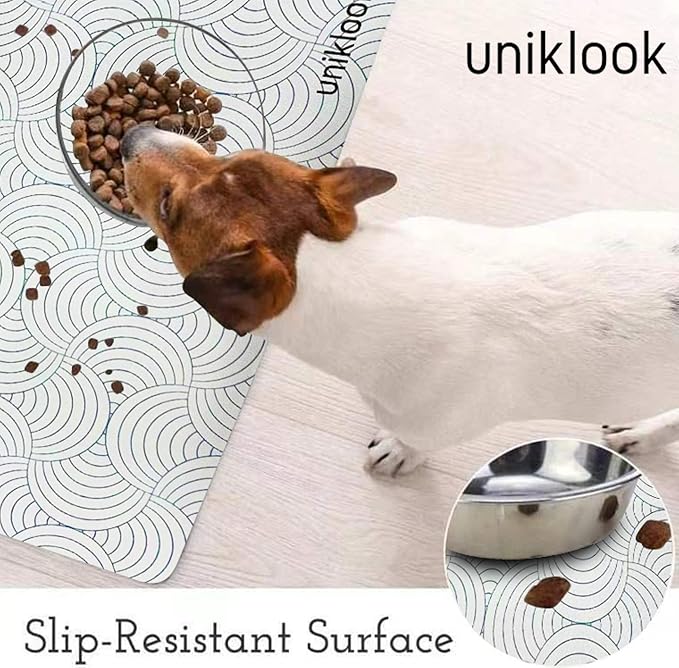 Dog Food Mat - Dog Bowl Mat - Pet Food Mat Dog Mat for Food and Water - Dog Feeding Mat - Dog Water Bowl Mat - Waterproof Dog Water Mat - UnikLook