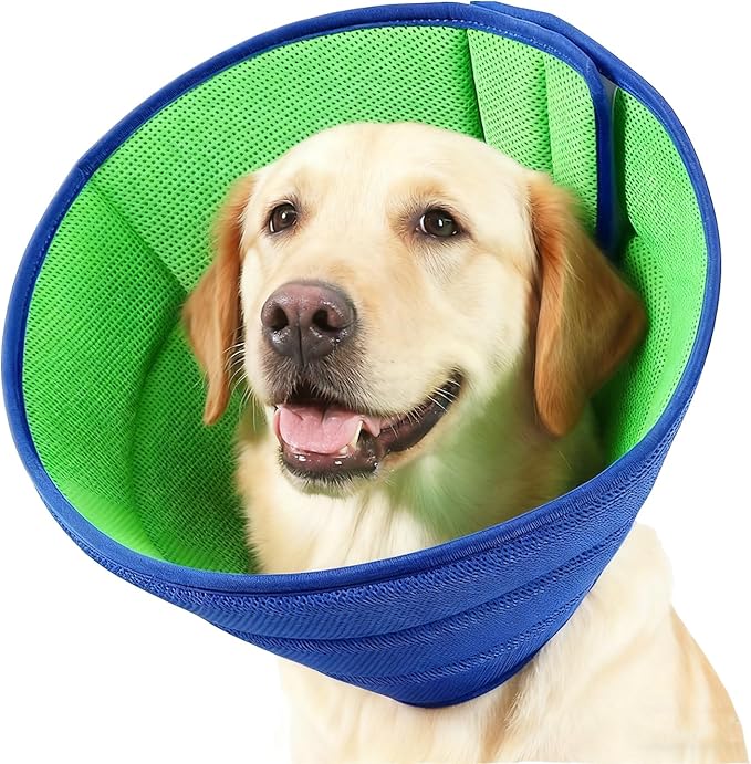 JWShang Soft Dog Recovery Collars Cones – Breathable Adjustable Comfort Cone for Small Medium Large Dogs to Stop Licking After Surgery, Elizabethan Recovery Collar Alternative (Blue, XL)