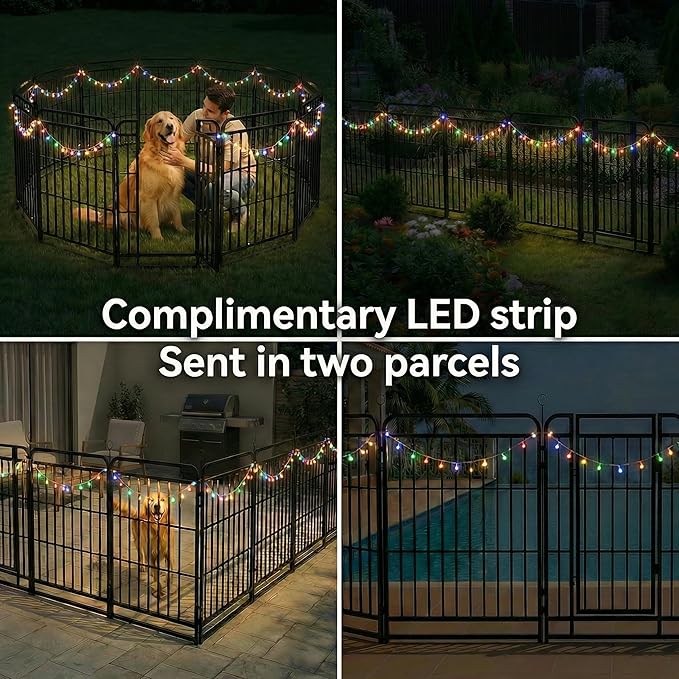 Dog Playpen Outdoor 24 Panels 40'' Rustproof Metal Dog Fence with Gate Small Medium Portable Large Dog Play Pen 54FT 180 Sq.ft for RV Camping, Trips, Play Yard