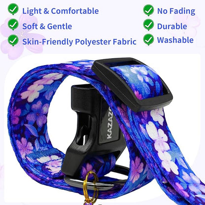 Kazazoo Dog Collar Cute and Soft Nylon Puppy Collar Girl, Adjustable Dog Collars for Small Medium Dogs, Purple Flowers-S