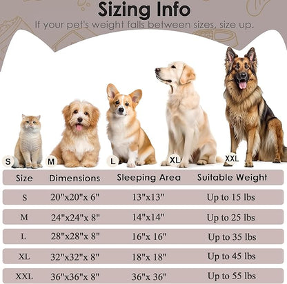 Dogs Bed for Small Dogs, Anti-Anxiety Washable Round Bed (Brown, 24.0" L x 24.0" W x 8.0" Th)