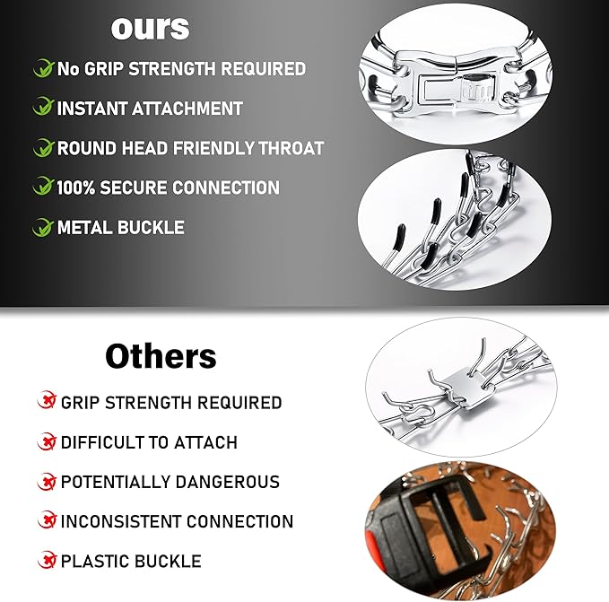 DEYACE Dog Training Collar Adjustable Stainless Steel Collar with Quick Release Buckle for Neck Girth 14.5"-18.6" Dog