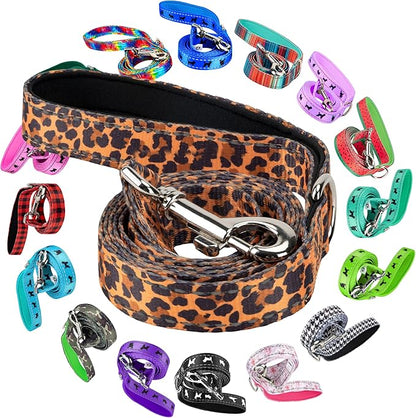 EcoBark Dog Leash - Soft & Reflective Comfort Leash with Padded Handle - Soft, Strong, & Durable for Small, Medium or Large Dogs (Cheetah)