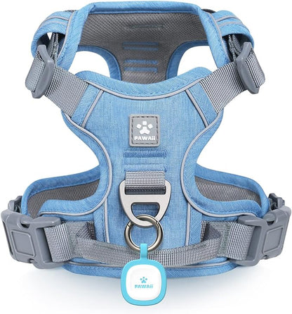 Pawaii No Pull Dog Harness with Pet ID Tag,Reflective Strips No Choke Front O Ring Breathable Mesh Adjustable Soft Padded Pet Vest with Easy Control Handle for Medium Dogs