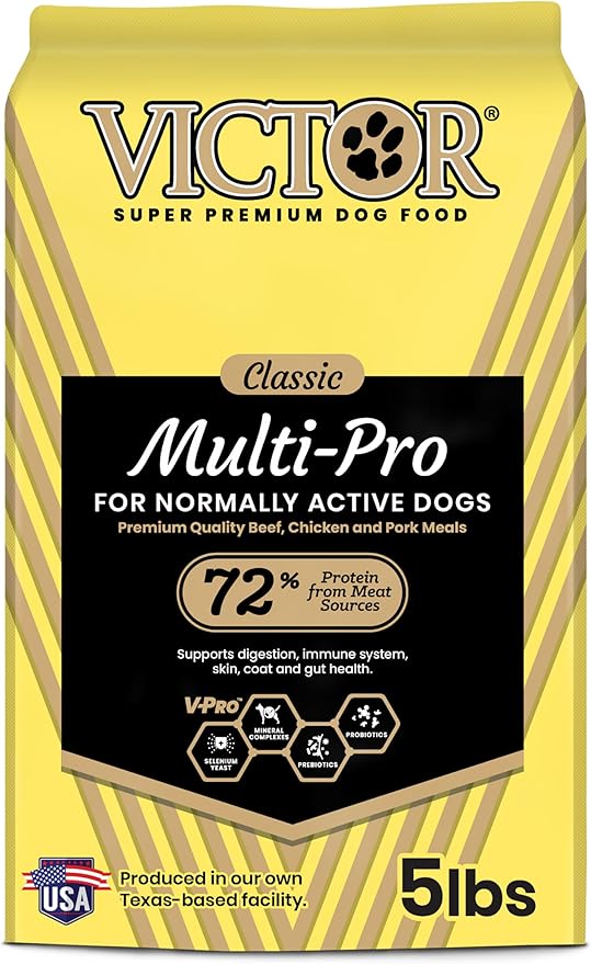 VICTOR Super Premium Dog Food – Multi-Pro Dry Canine Food – Gluten Free Dog Kibble with Beef, Chicken and Pork Protein for Normally Active Dogs – All Breeds and All Life Stages, 5 lb
