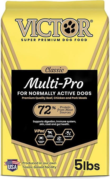 VICTOR Super Premium Dog Food – Multi-Pro Dry Canine Food – Gluten Free Dog Kibble with Beef, Chicken and Pork Protein for Normally Active Dogs – All Breeds and All Life Stages, 5 lb