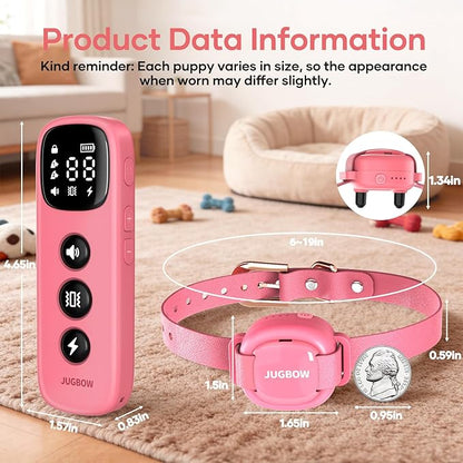 Jugbow 2-in-1 Pet ID Tag & Shock Collar for Small Dogs - 4200FT Dog Training Collar with Remote for 5-30lbs Dogs, IPX8 Waterproof Rechargeable E-Collar with Beep(1-9), Vibration(1-3), Safe Shock(0-16)