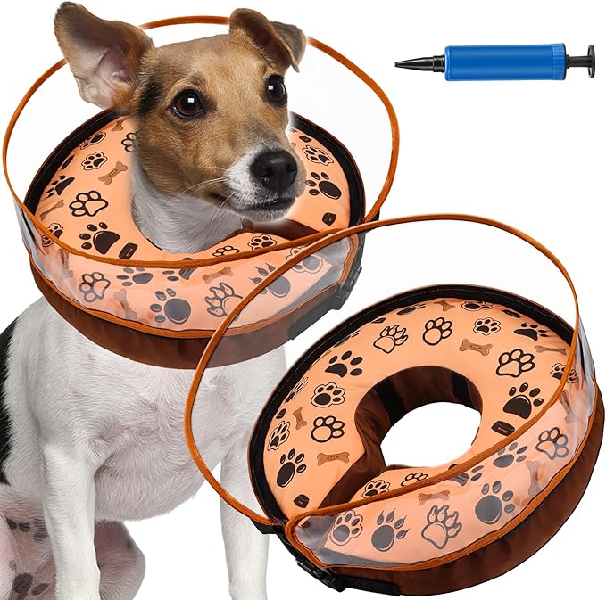 Soft Inflatable Dog Donut Collar - Medium Dog Cone for Post-Surgery Recovery