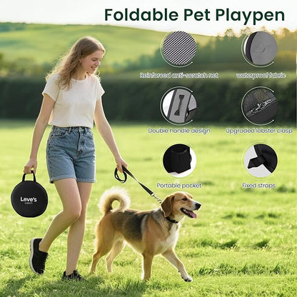 Love's cabin Pet Puppy Dog Playpen, Small Dog Tent Crates Cage Indoor/Outdoor, Portable Exercise Playpen for Cat, Foldable Pop Up Dog Kennel Playpen with Carring Case (S, Grey)