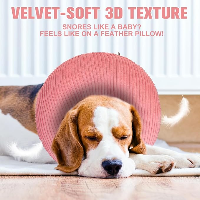 BINGPET Inflatable Dog Cone Collar Alternative After Surgery,Soft Recovery Cone for Dogs to Stop Licking,Dogs Blow up Protective Neck Donut ECollars Adjustable for Large Medium Small Puppy Pet, Pink L