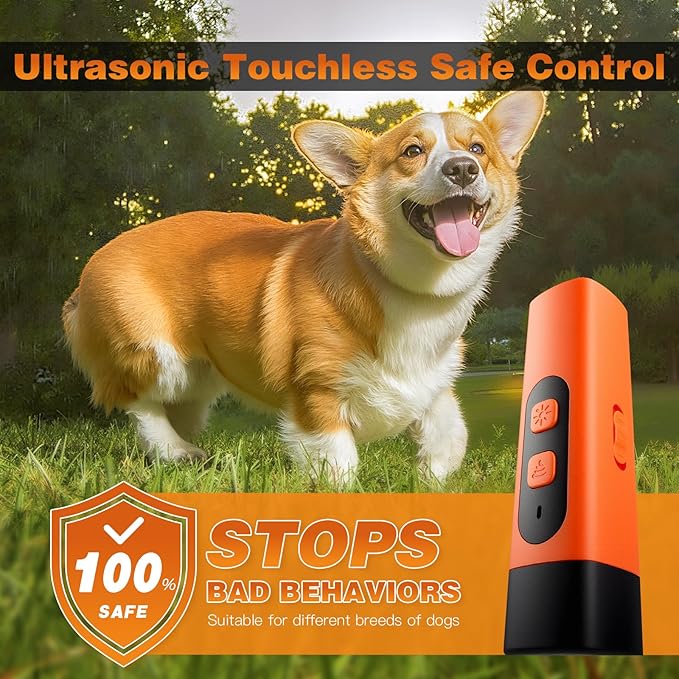 Dog Bark Deterrent Devices, Ultrasonic Anti Barking Device for Dogs, 50 FT Range Indoors Outdoors Stop Barking Behavior Training Correct Rechargeable, Portable Safe & Humane Bark Control for Dogs