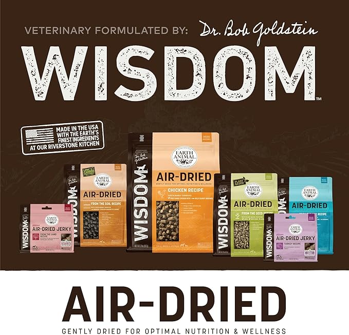 Earth Animal Wisdom Air Dried Jerky - From the Sea Recipe Premium Natural Fish Jerky Strips Dog Treats - 4 oz Bag