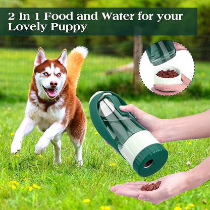 TIOVERY Dog Water Bottle Dispenser for Walking, Pet Water Feeder Container Portable with Drinking Cup Bowl Outdoor Hiking, Travel 20OZ Large Green