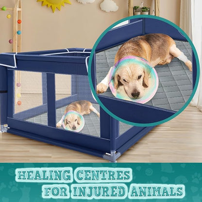 XVISHX 42x42 Inches Puppy Playpen with Dog Pads, Dog Playpen for Puppies or Small Dogs, Pet Playpen for Indoor & Outdoor, Sturdy Safety DogPen with Thickened Fabric, High-Strength Nylon Wire Mesh